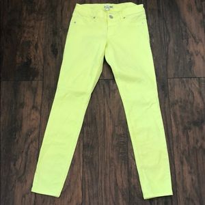 Express Neon yellow skinny jeans